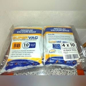 VEVA Advanced Filters 40 Bags NEW Premium Vacuum Bags Type BB Super Vac NIP (A7)